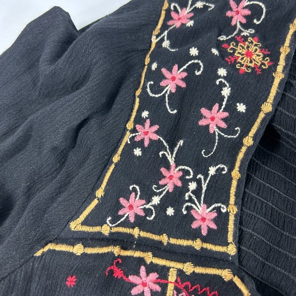 Savanna Jane Womens Dress Size 1X Black Embroidered Long Sleeve Boho Lined Flowy - Picture 6 of 12